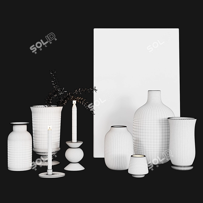 Zara Home Decor Set: Vases, Candle Holders & Chandelier 3D model image 2