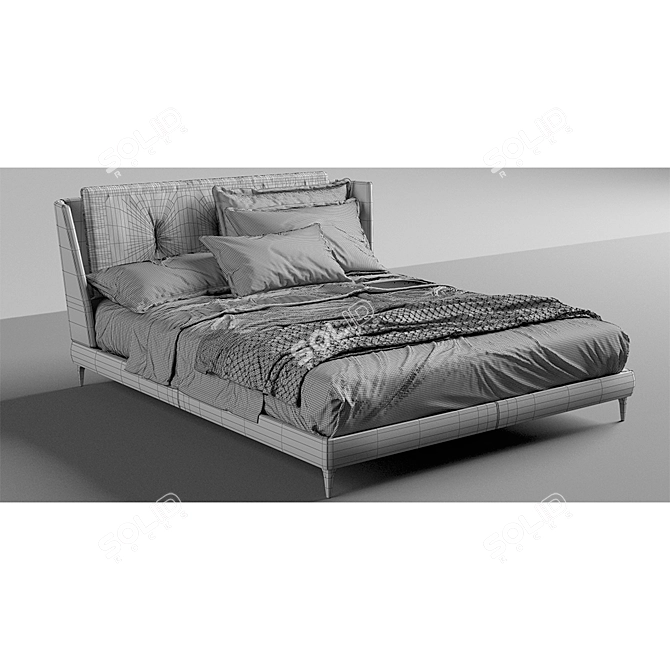 Bretagne Upholstered Bed in Poltrona Frau 3D model image 3
