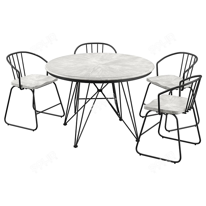 Elegant Timmins Dining Set 3D model image 1