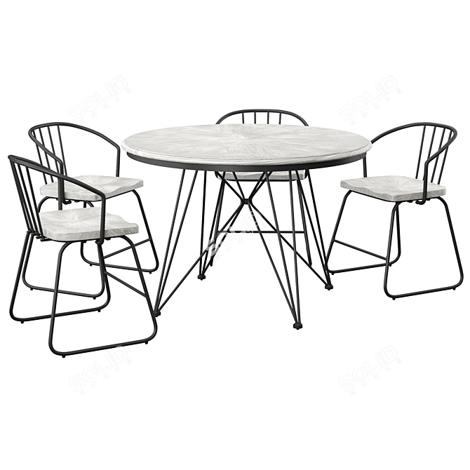 Elegant Timmins Dining Set 3D model image 2