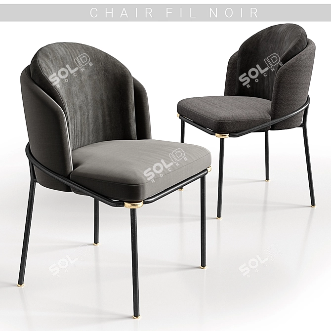 Minotti Fil Noir Chairs: Sleek and Versatile Seating 3D model image 2