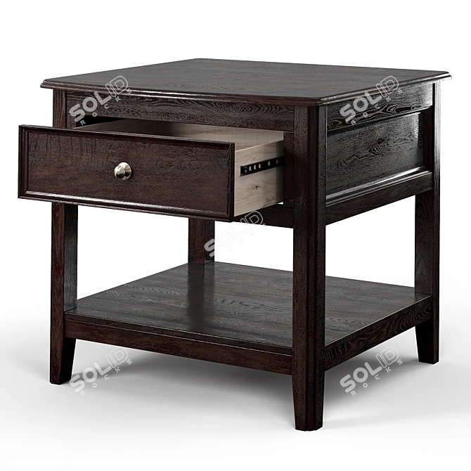Contemporary Carlyle Dark Brown End Table 3D model image 1