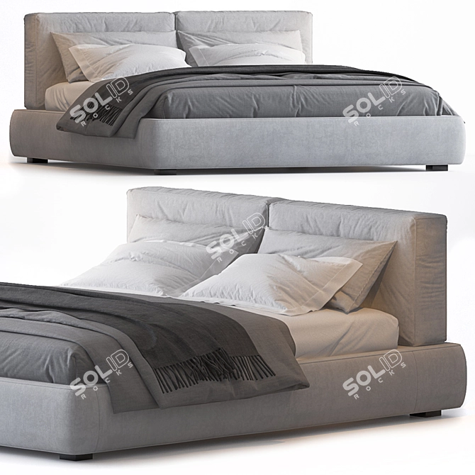 Caresse King Size Bed 3D model image 1