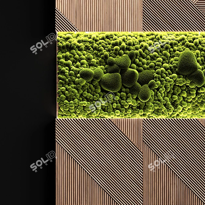 Nature's Glow: Wood Panel & Stabilized Moss 3D model image 2