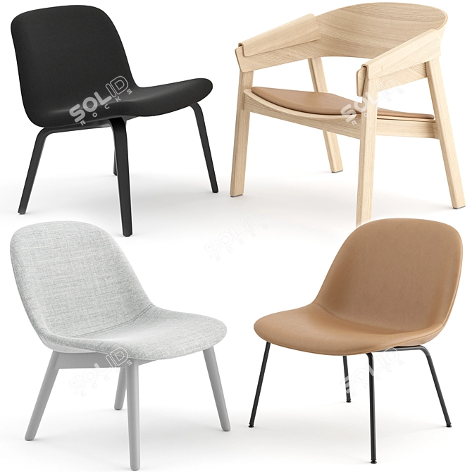 Modern Lounge Chairs Collection by Muuto 3D model image 1