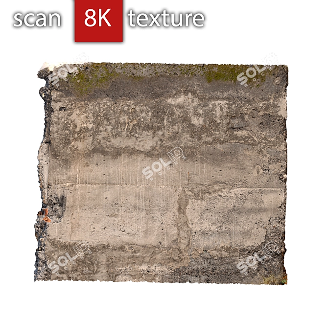 Concrete Fragment Wall: High Resolution 3D Model 3D model image 2