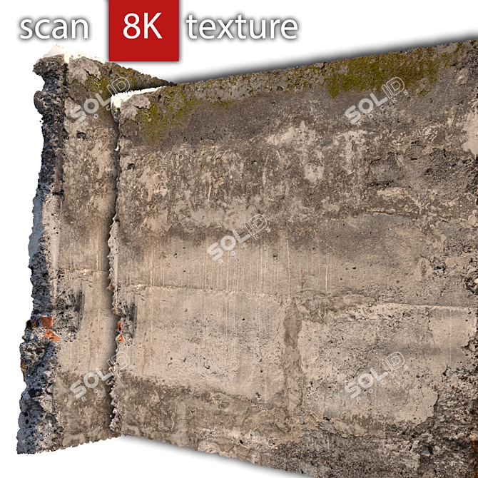 Concrete Fragment Wall: High Resolution 3D Model 3D model image 3