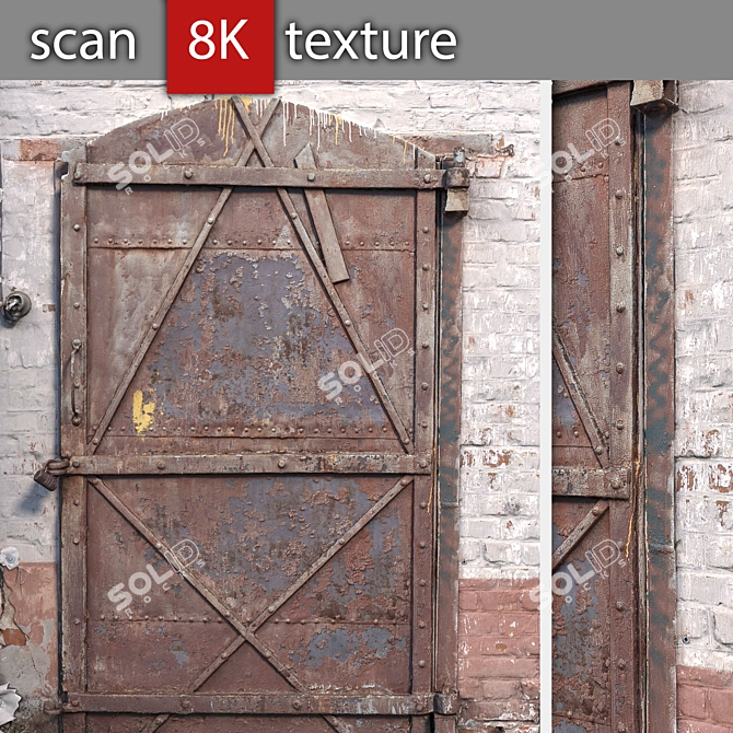 Vintage Metal Wall Door 3D model image 1