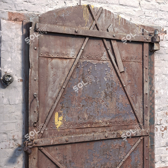 Vintage Metal Wall Door 3D model image 3