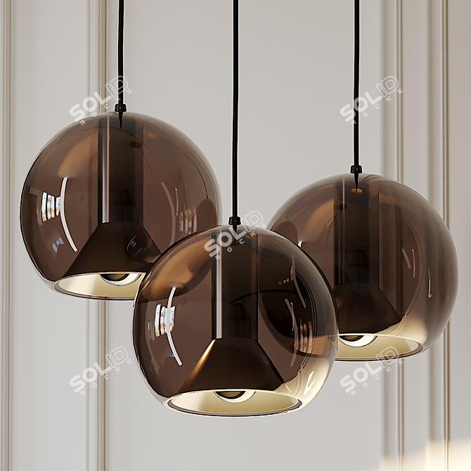 Smoked Glass Globe Pendant Light 3D model image 1