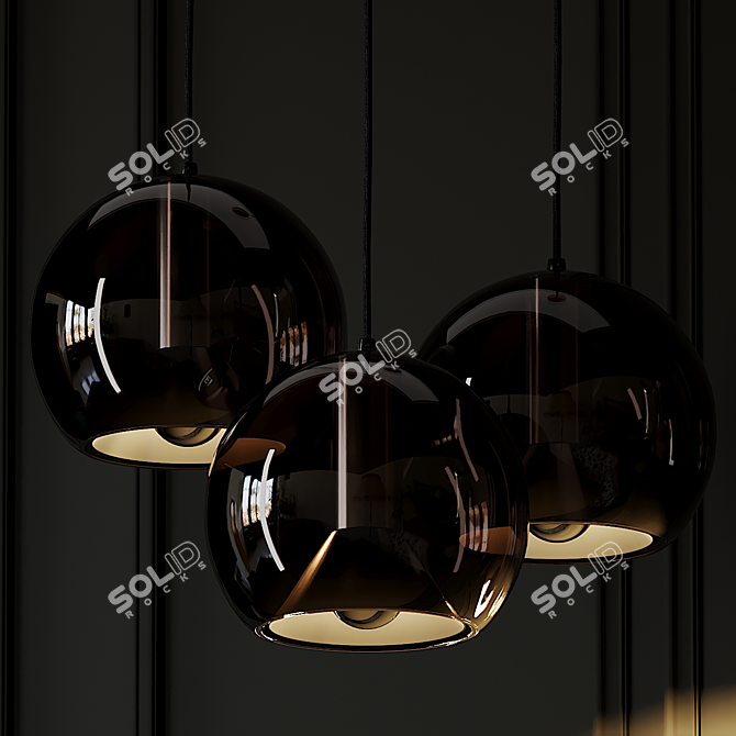 Smoked Glass Globe Pendant Light 3D model image 2