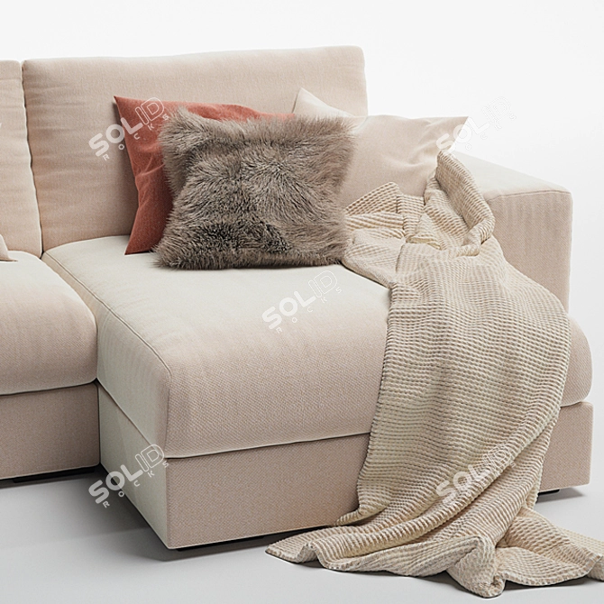 Sleek Grande Plain Sofa 3D model image 2