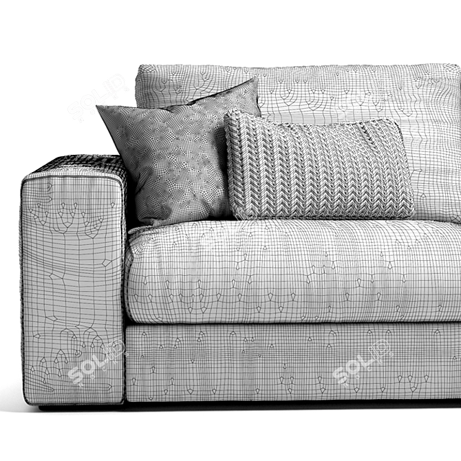 Sleek Grande Plain Sofa 3D model image 3