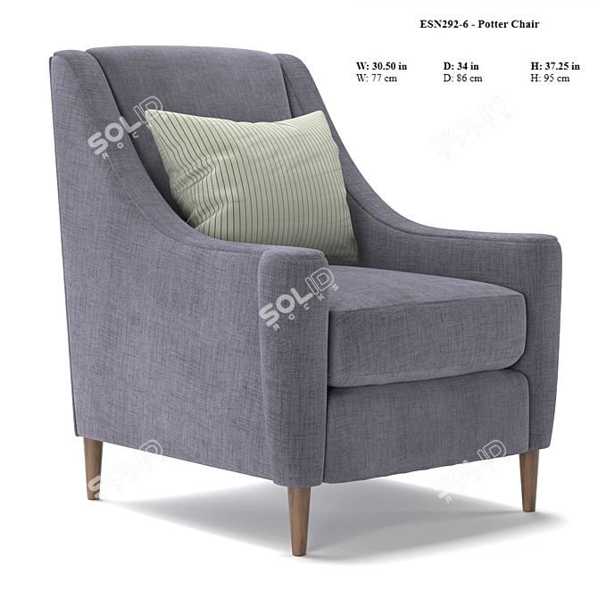 Elevate Your Space: Century Potter Chair 3D model image 1