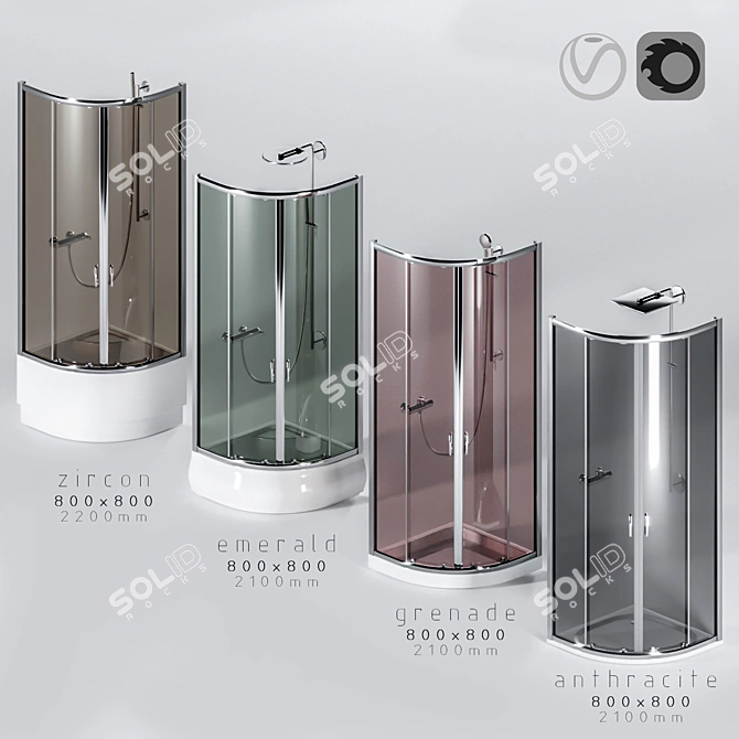 4-Piece Shower Cabin Set 3D model image 1