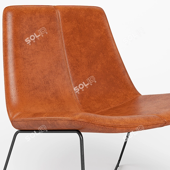 Sleek Leather Lounge Chair 3D model image 2