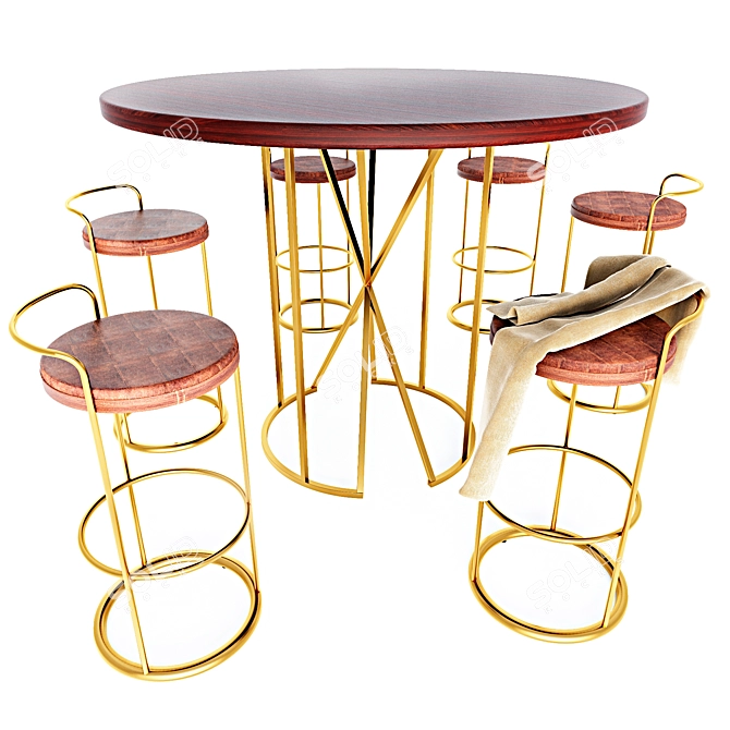 Modern Bar Set: Stool & Table 3D model image 1