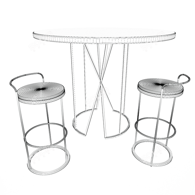 Modern Bar Set: Stool & Table 3D model image 3