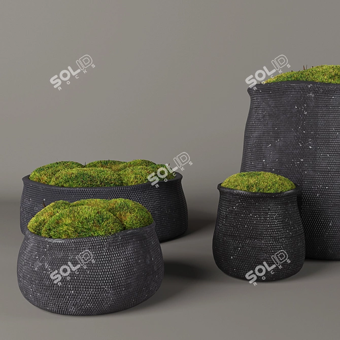 RH Crosshatch Concrete Vases 3D model image 2