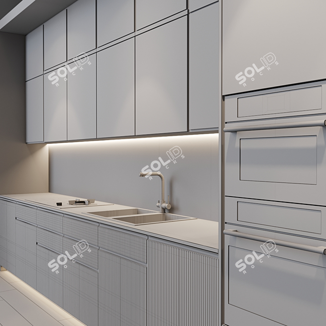 Sleek Modern Kitchen Set 3D model image 3