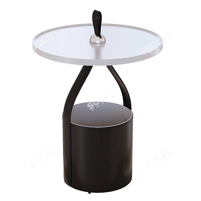 Round Leather-Clad Coffee Table 3D model image 1