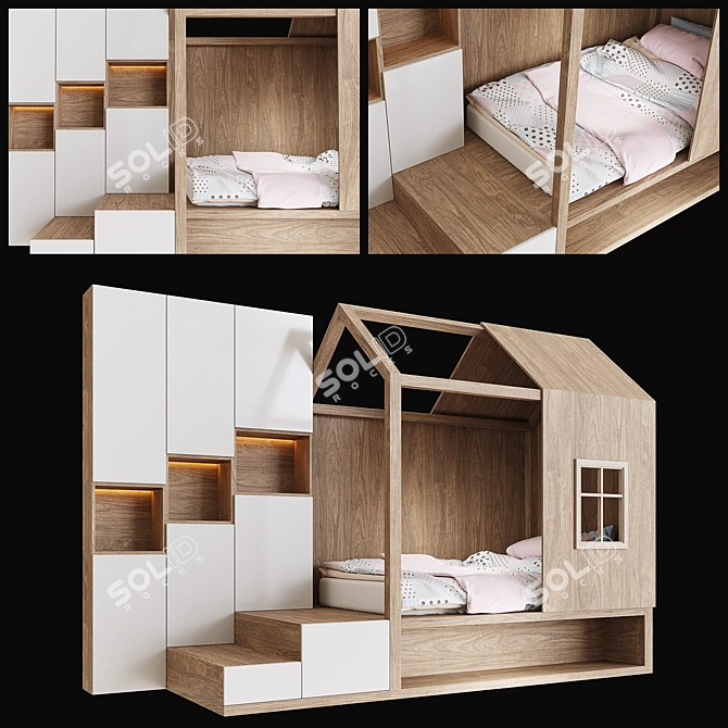 Title: Child Room 2 Furniture Set 3D model image 1