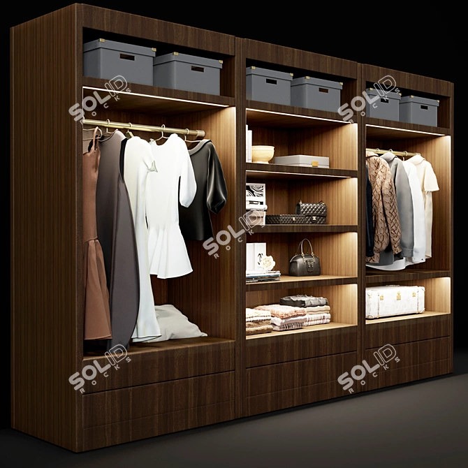 Modern Glass Wardrobe Pianca Vitrum 3D model image 2