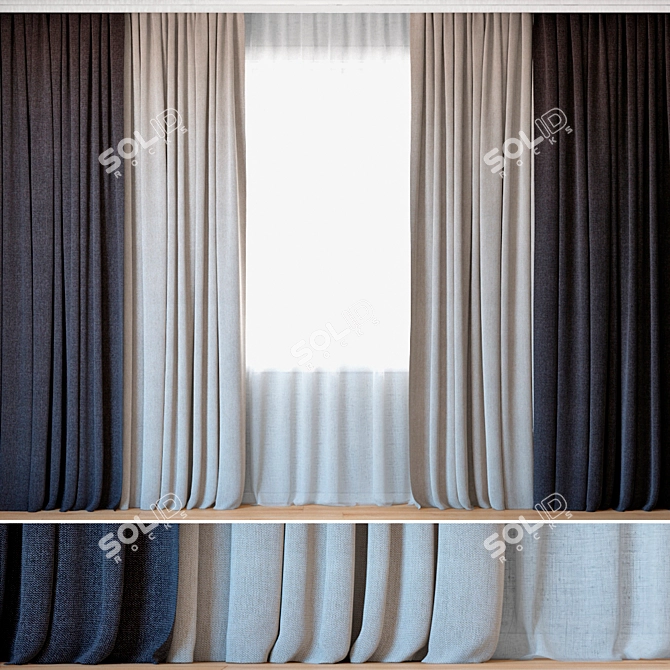 Elegant Grid Backhausen Curtains 3D model image 1