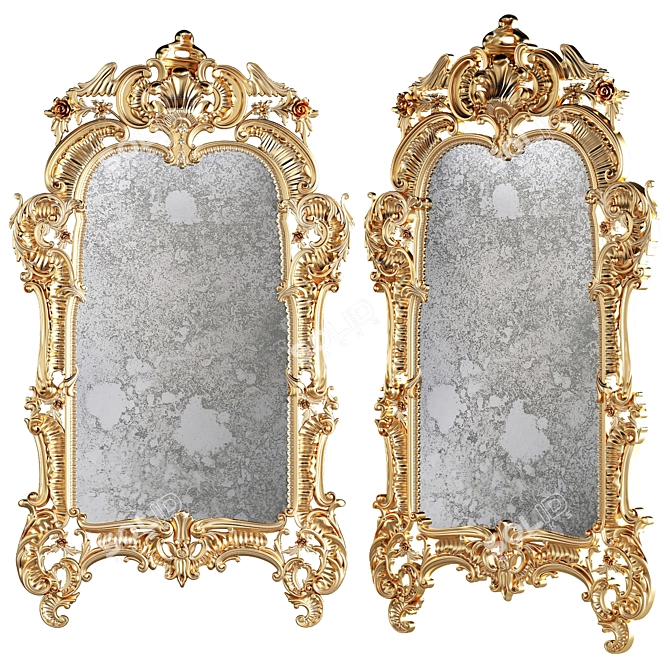Elegant Antique-style Mirror 3D model image 1