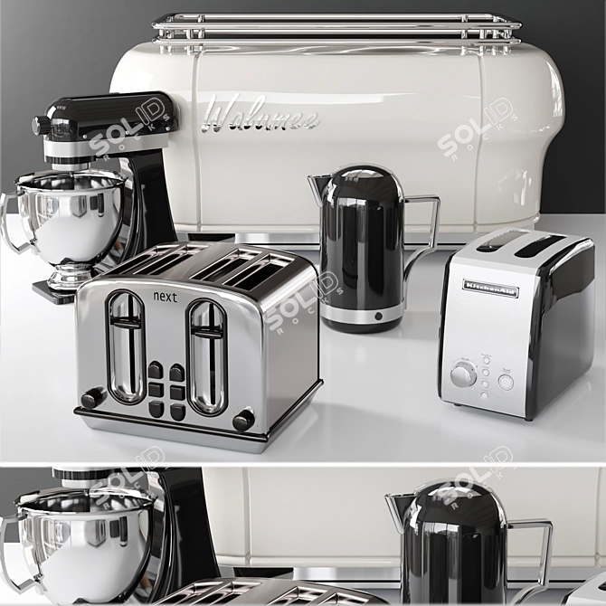 Versatile Kitchen Bundle: Coffee Machine, Toaster, Kettle, Blender 3D model image 1