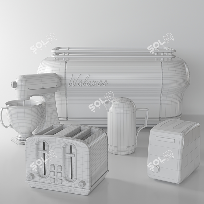 Versatile Kitchen Bundle: Coffee Machine, Toaster, Kettle, Blender 3D model image 2