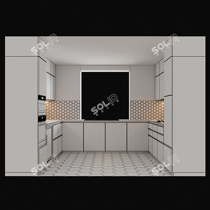 Complete Kitchen Set with Gas Cooktop, Oven, Microwave, Sink, Mixer, Extractor and Wine Cabinet 3D model image 3