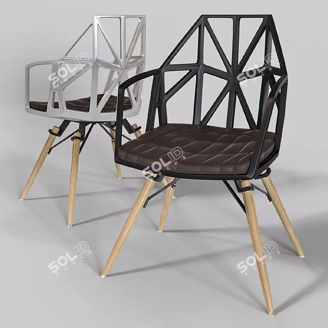 Versatile Web Chair: Aesthetic Blend of Aluminum, Wood, Eco-Fiber, and Eco-Leather 3D model image 1