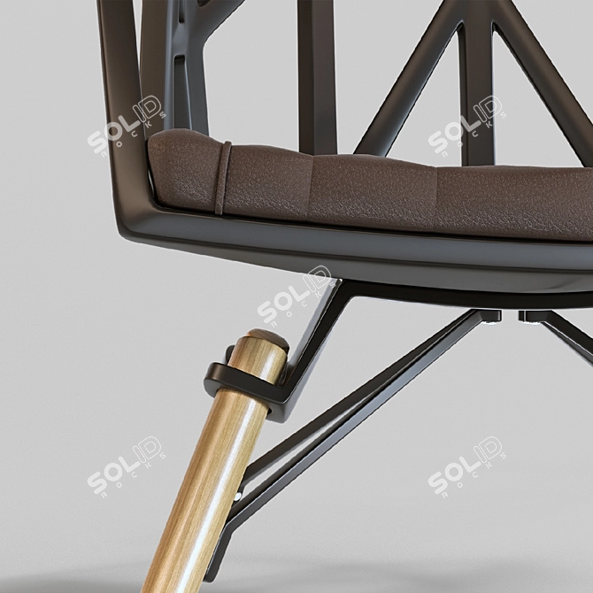 Versatile Web Chair: Aesthetic Blend of Aluminum, Wood, Eco-Fiber, and Eco-Leather 3D model image 2