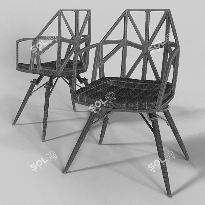 Versatile Web Chair: Aesthetic Blend of Aluminum, Wood, Eco-Fiber, and Eco-Leather 3D model image 3