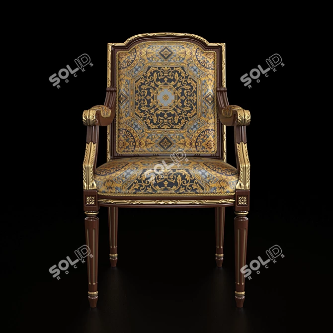 Elegant Walnut Head Table Chairs 3D model image 3