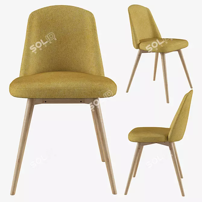 Elegant Fabric Cushion Dining Chair 3D model image 1