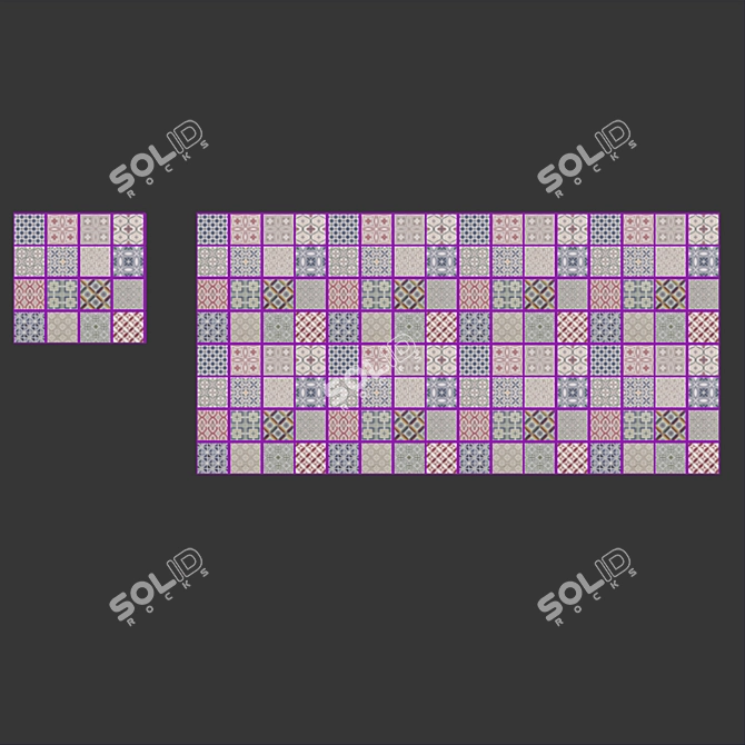 Ekipe Country Patchwork: 16 Unique Tiles 3D model image 3