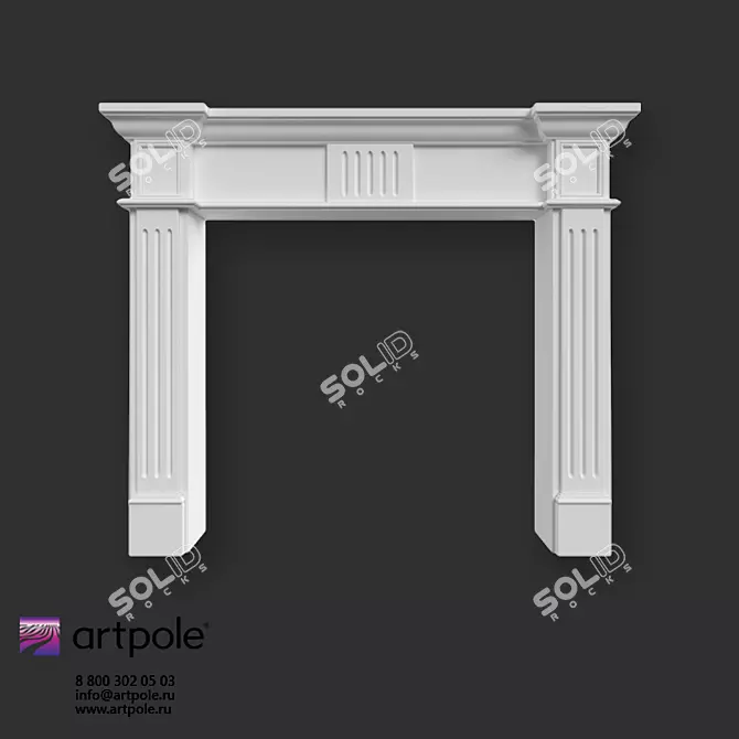 Artful Flames: OM Plaster Decorative Fireplace 3D model image 1