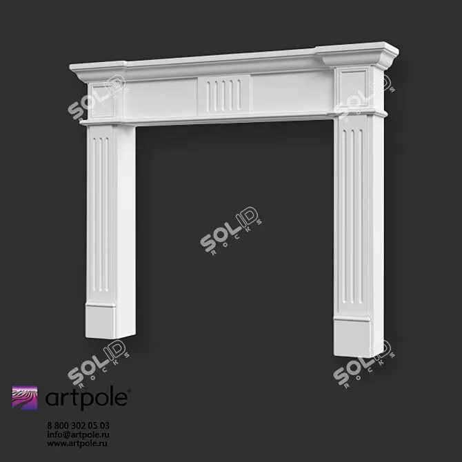 Artful Flames: OM Plaster Decorative Fireplace 3D model image 2