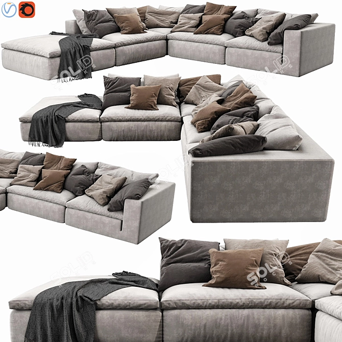 NobleRealm 2-Seater Sofa: Handcrafted Elegance 3D model image 1