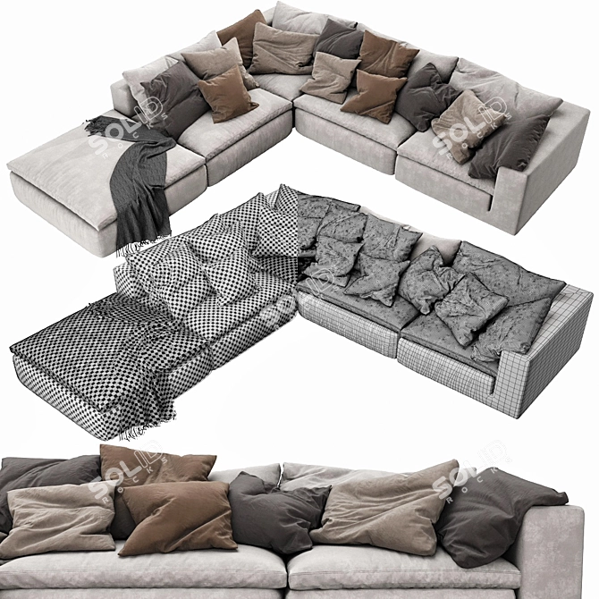 NobleRealm 2-Seater Sofa: Handcrafted Elegance 3D model image 3