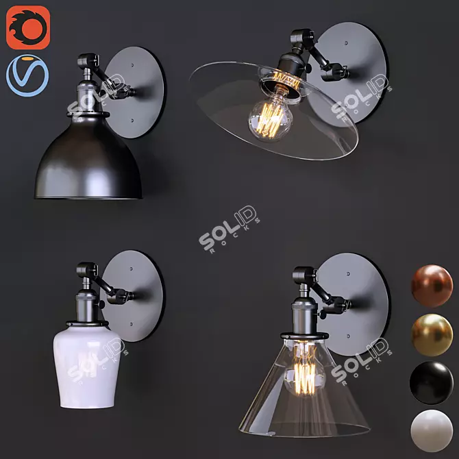 Elegant Wall Light in Multiple Styles 3D model image 1