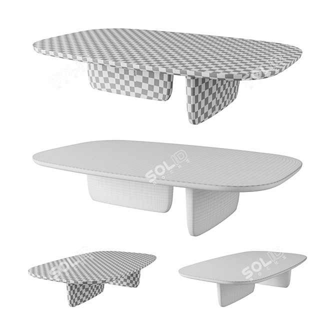 Modern B&B Italia Tobi-Ishi Oak Table 3D model image 3