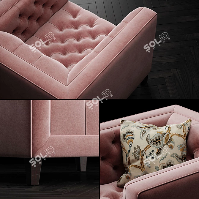 Elegant Pink Slipper Armchair 3D model image 2