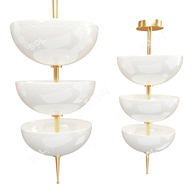 Elegant Lisbon Pendant: Enamel and Brass 3D model image 1