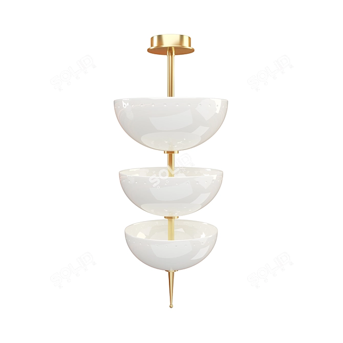 Elegant Lisbon Pendant: Enamel and Brass 3D model image 2