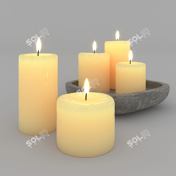 Elegant Candle Set with Stand 3D model image 1