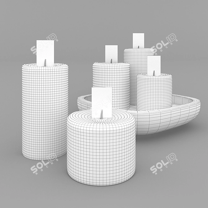 Elegant Candle Set with Stand 3D model image 2