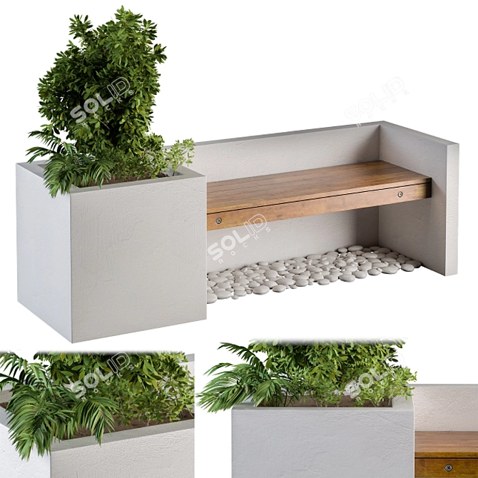 Garden Oasis Bench with Planter 3D model image 1